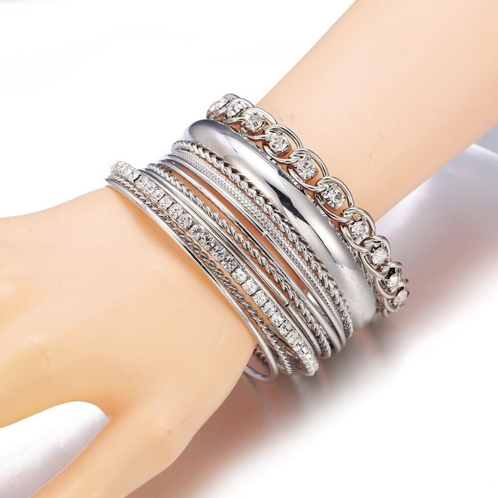 Twisted Multiple Metal Bracelets & Bangles Set Fo… - image 3
